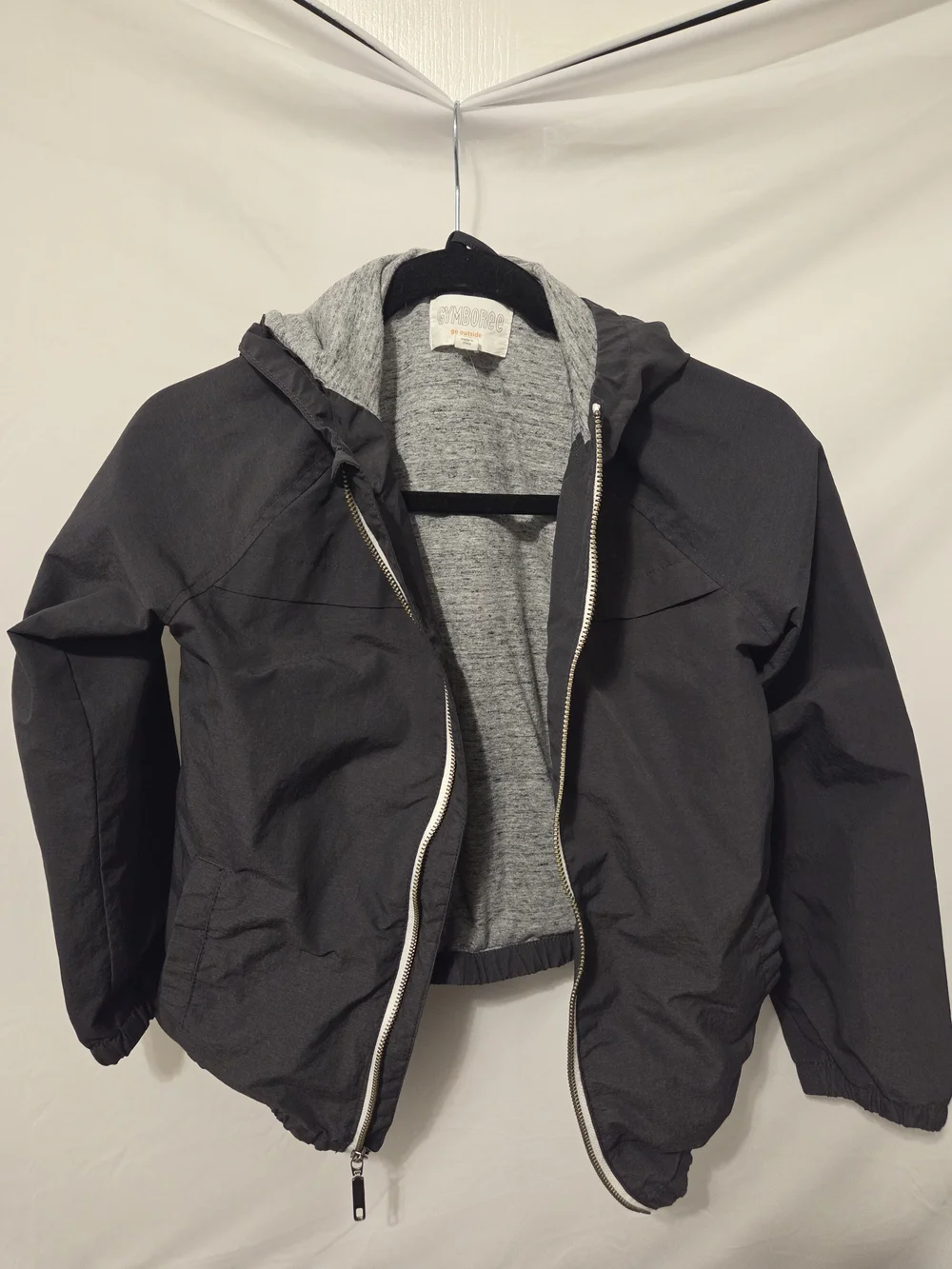 Gymboree Boys Black Hooded Windbreaker with Gray Lining